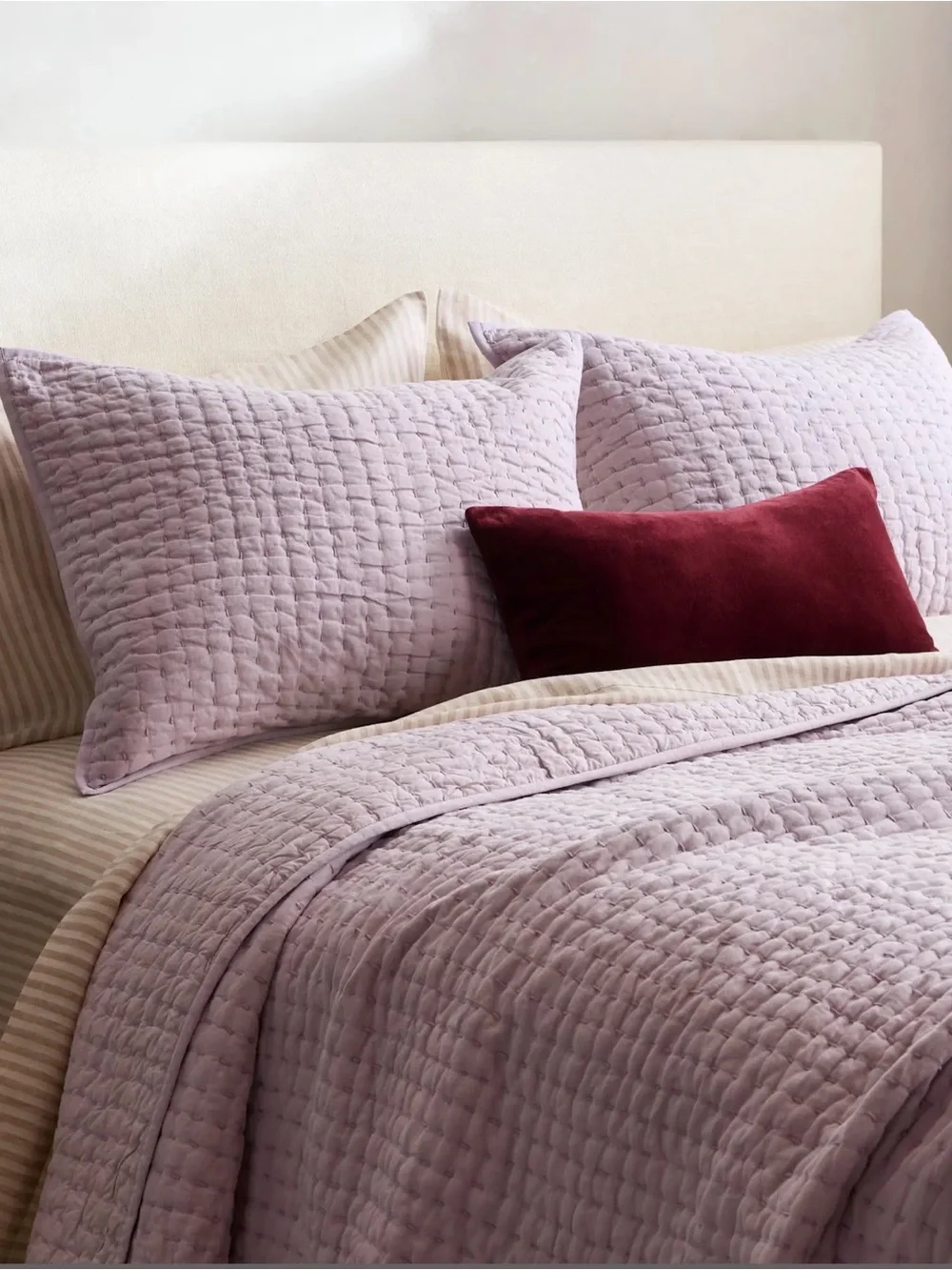Quince European Linen Cotton Stitch Quilt Set - King/Cali King - Orchid